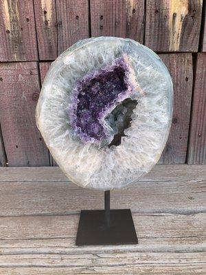 Amethyst in Agate on stand  NEW Statement Crystal pieces inStore