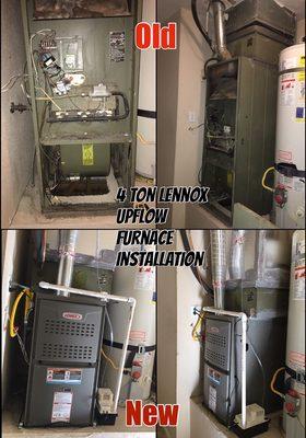 Upflow furnace replacement with condensation pump.