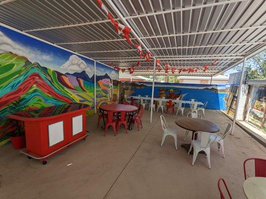 New expanded patio and murals