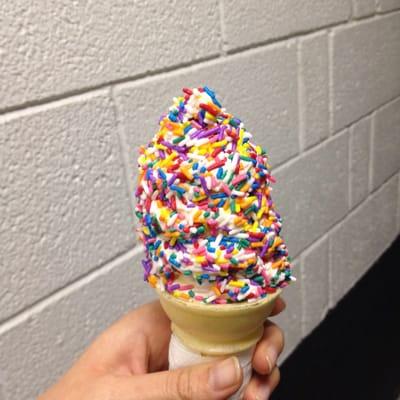 Mango ice cream with sprinkles