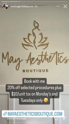 Specials with Brittany at May Aesthetics