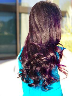 Merlot violet balayage highlights and cut for my beautiful client Ray, more pics on Instagram, please follow @jaimeyangusa