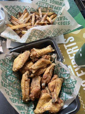 Lemon pepper wings and garlic parm fries