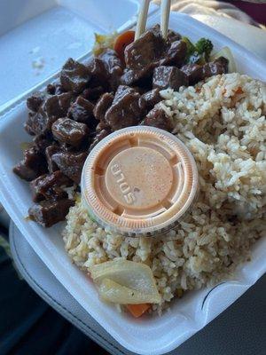 Hibachi steak and rice