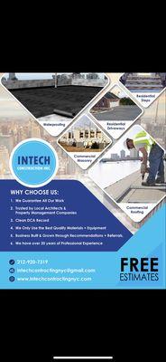 Flyer for Intech Construction inc. 2019 !