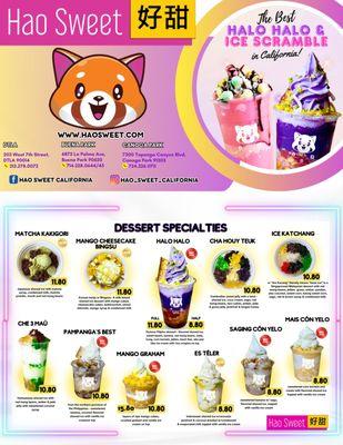 Hao Sweet Dessert Menu