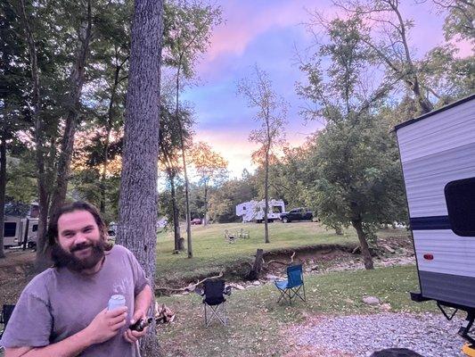 Our of our homeschool dads enjoying his RV space at the beautiful Three Springs Campground!