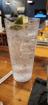 Tonic and seltzer with lime