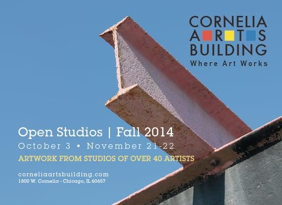 JOIN US FOR OUR  OPEN STUDIOS
Fri, Oct 3,  6 - 10 pm
Fri, Nov 21, 6 - 10 pm
Sat, Nov 22, 1 - 5 pm