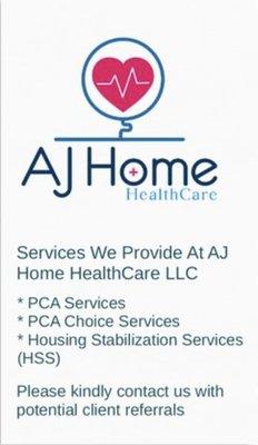 AJ Home HealthCare LLC Business Card