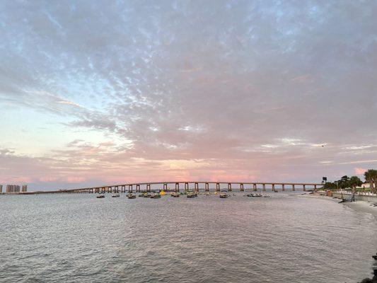 Sunrise view of the causeway from the Best Western Navarre Waterfront