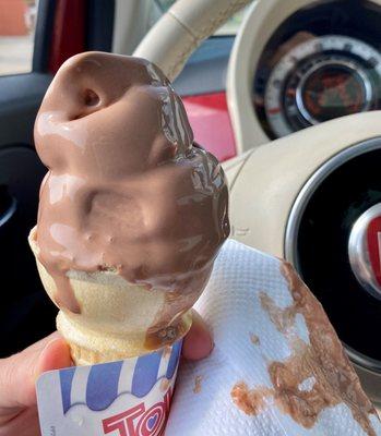 Medium chocolate in cake cone immediately after it was handed to me...