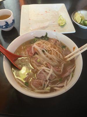 Steak pho with rare steak