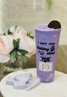 Taro Oreo Slush with Taro Pudding