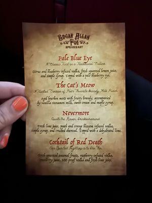 Drinks for the Edgar Allen Poe Speakeasy event