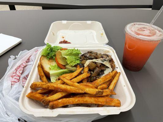 This is the veggie burger I ordered from Costas to-go, and it was AMAZING! They have MANY other burgers for meat eaters too!