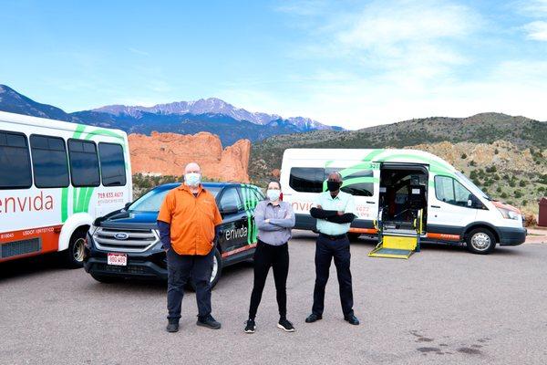 Three of our drivers practicing our #SAFEtoRIDE protocol at a recent photo shoot.