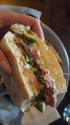 Cross section of the impossible burger, my mouth is watering right now reminiscing about it