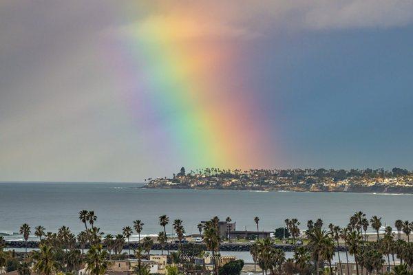 Rainbow over La Jolla, looking from Ocean Beach.