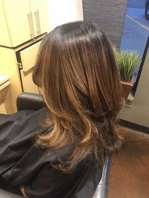 Wonderful balayage (correction) done by Heather. Cut by Sarah