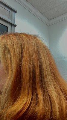 Photo does not do justice to the orange color she put in my hair.  I looked like a pumpkin!