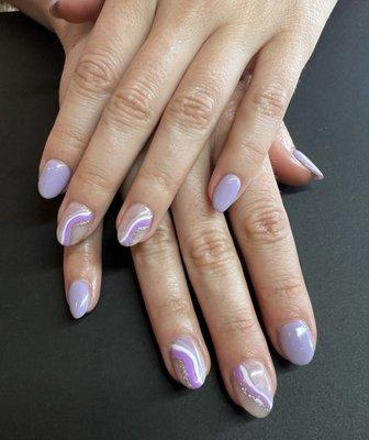 Hard gel...Purple swirly vibe!