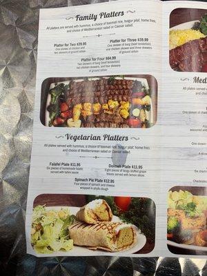 Platter menu