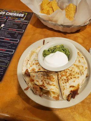 Chicken Quesadilla with guacamole and sour cream