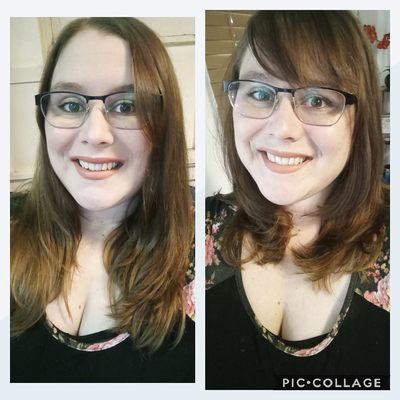 Before and after Rhonda cut my hair. I love it!