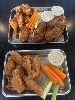 Dijon mustard wings, Jamaican wings, and cajun powder wings