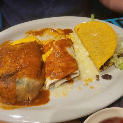 This is the #24. Chile relleno, burrito and hard beef taco.