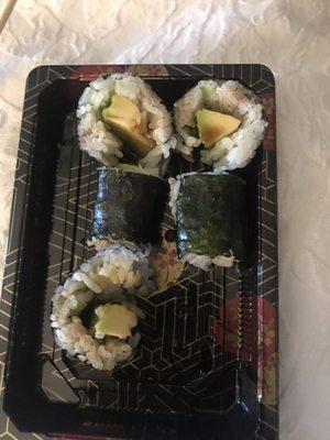 Unraveled horrible avocado rolls