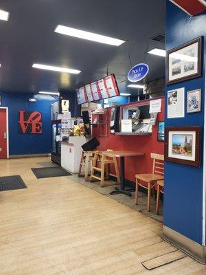 Inside Philly Cheese Steak at the counter area