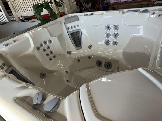 Inside spa at showroom before delivery