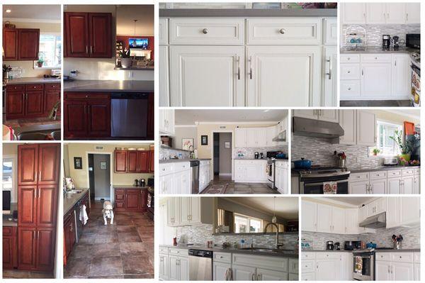 Before on the left and after on the right. Really brightened this kitchen up.