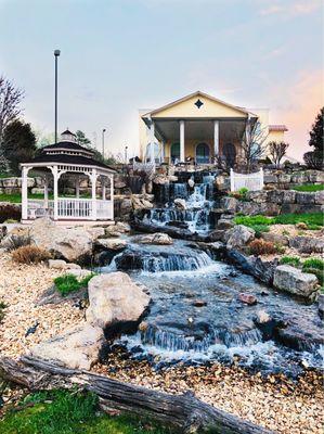 Cascade waterfall and Gazebo in front of the hotel