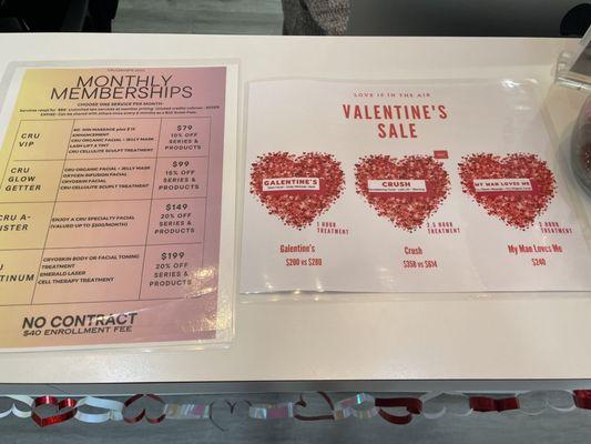 Valentine's Day sale and their membership packages.