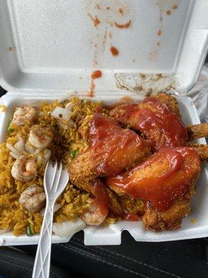 Wings and shrimp Vegetable Fried Rice