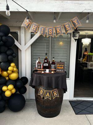 whiskey theme birthday setup