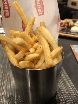 The Toga Fries w garlic and togarashi. Served to us at the bar at Basalt.