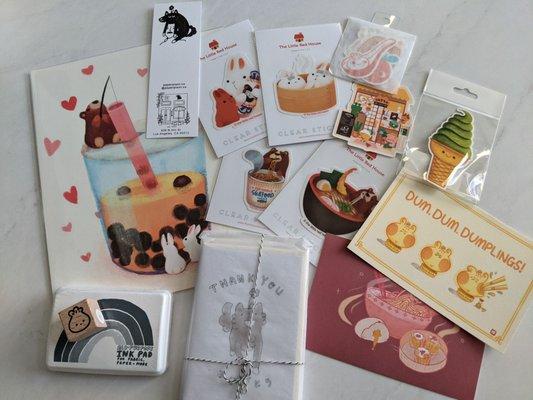 Postcards/stickers/cards/prints/stamps & inkpads!