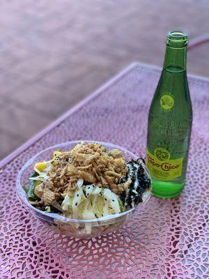 Regular Veggie bowl and Topo Chico