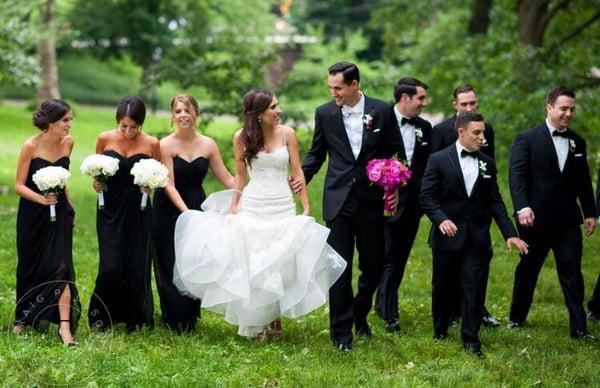 Wedding party - bridesmaid bouquets and groomsmen boutineers!