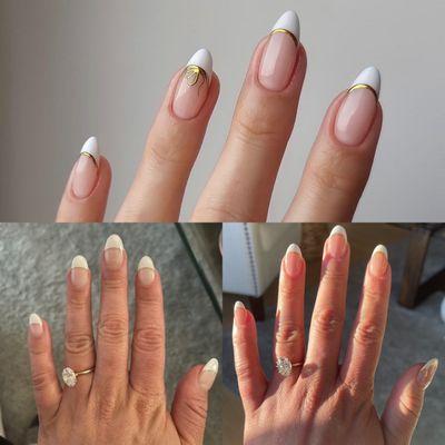 Dip nails, French tip, bridal design