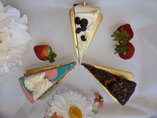 A few of the available cheesecakes in-store.