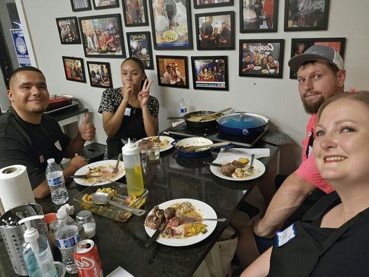 Our fun table enjoying dinner