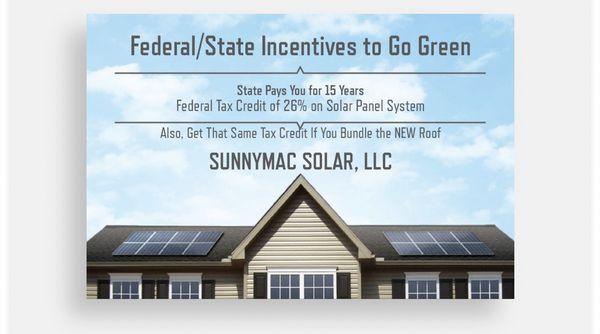 Federal/State 26% Tax Credit/Write Off on Solar Panel System & on a New Roof