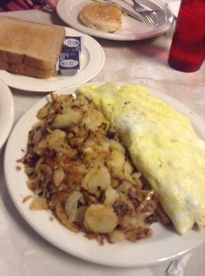 Western omelette with home fries and toast