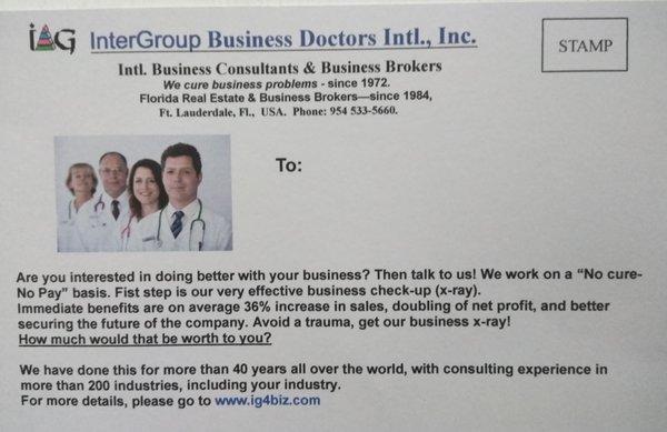 Are you interested in doing better with your business? Talk to us, we work on a "No Cure-No Pay" basis.