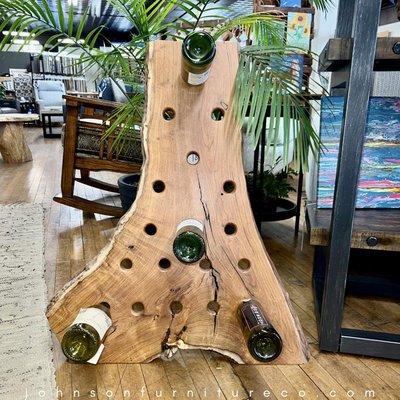 Mesquite wine rack by local craftsman Sky Pilot